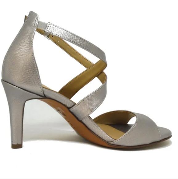 Naturalizer Kyra Pewter Colored Strappy Heels. Women's 11 wide. - Picture 1 of 9